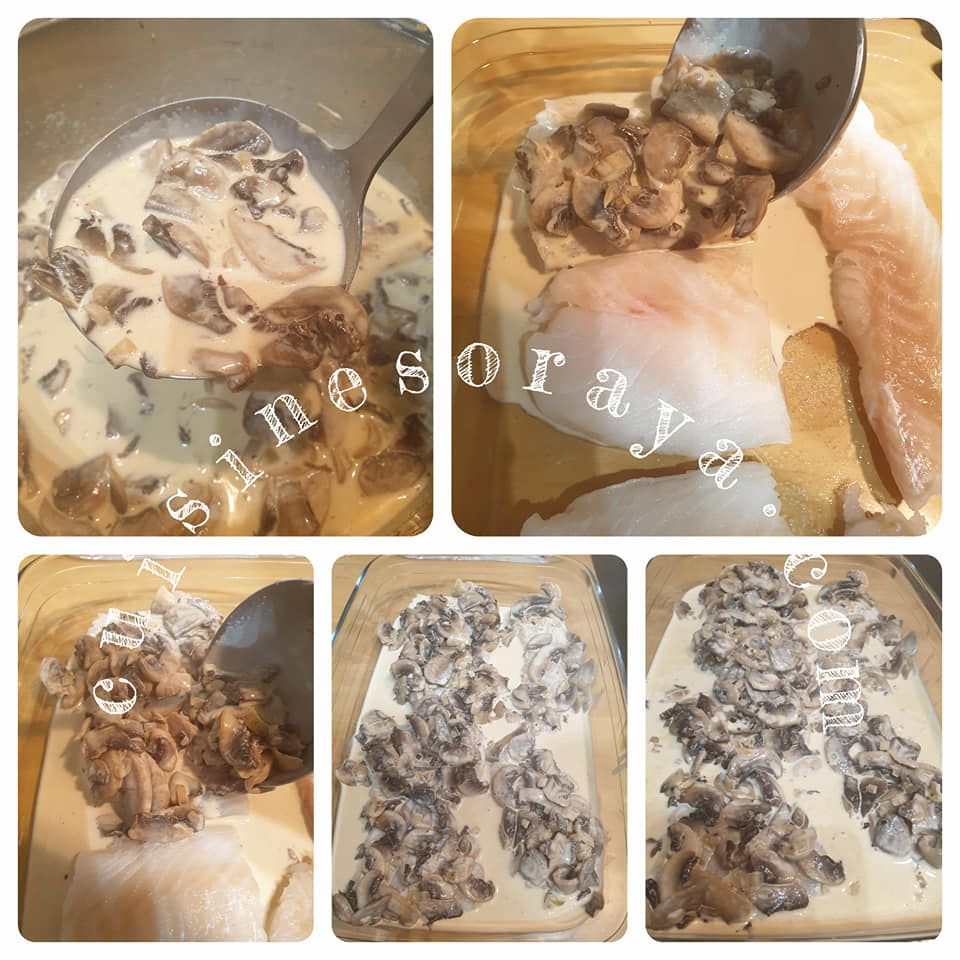 Dos de cabillaud aux champignons au four