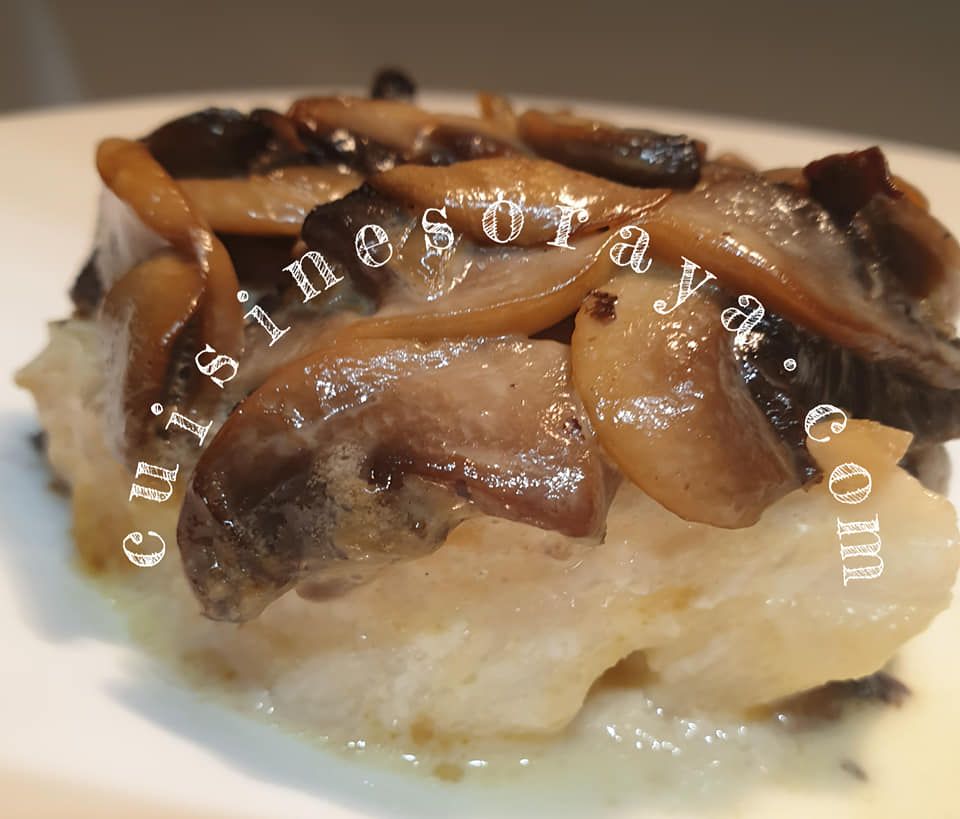 Dos de cabillaud aux champignons au four