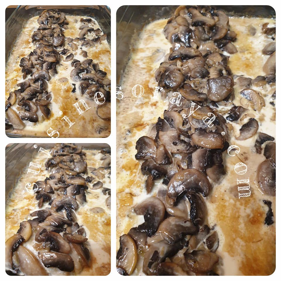 Dos de cabillaud aux champignons au four