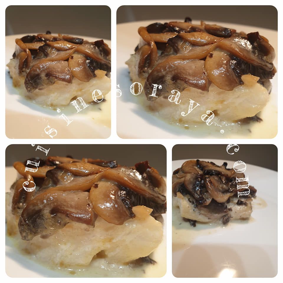 Dos de cabillaud aux champignons au four