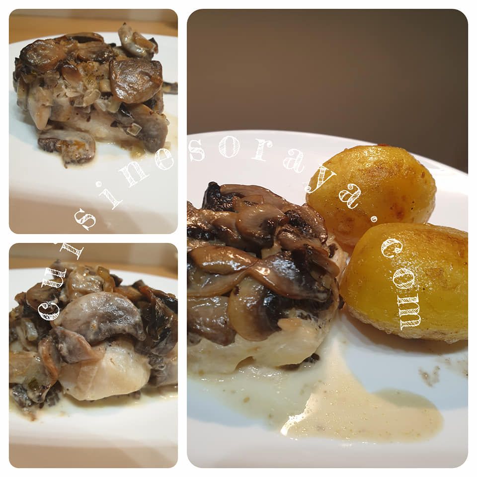Dos de cabillaud aux champignons au four