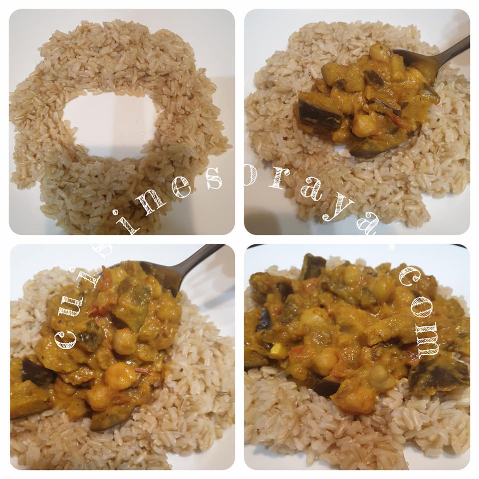 Curry d'aubergine et pois chiche