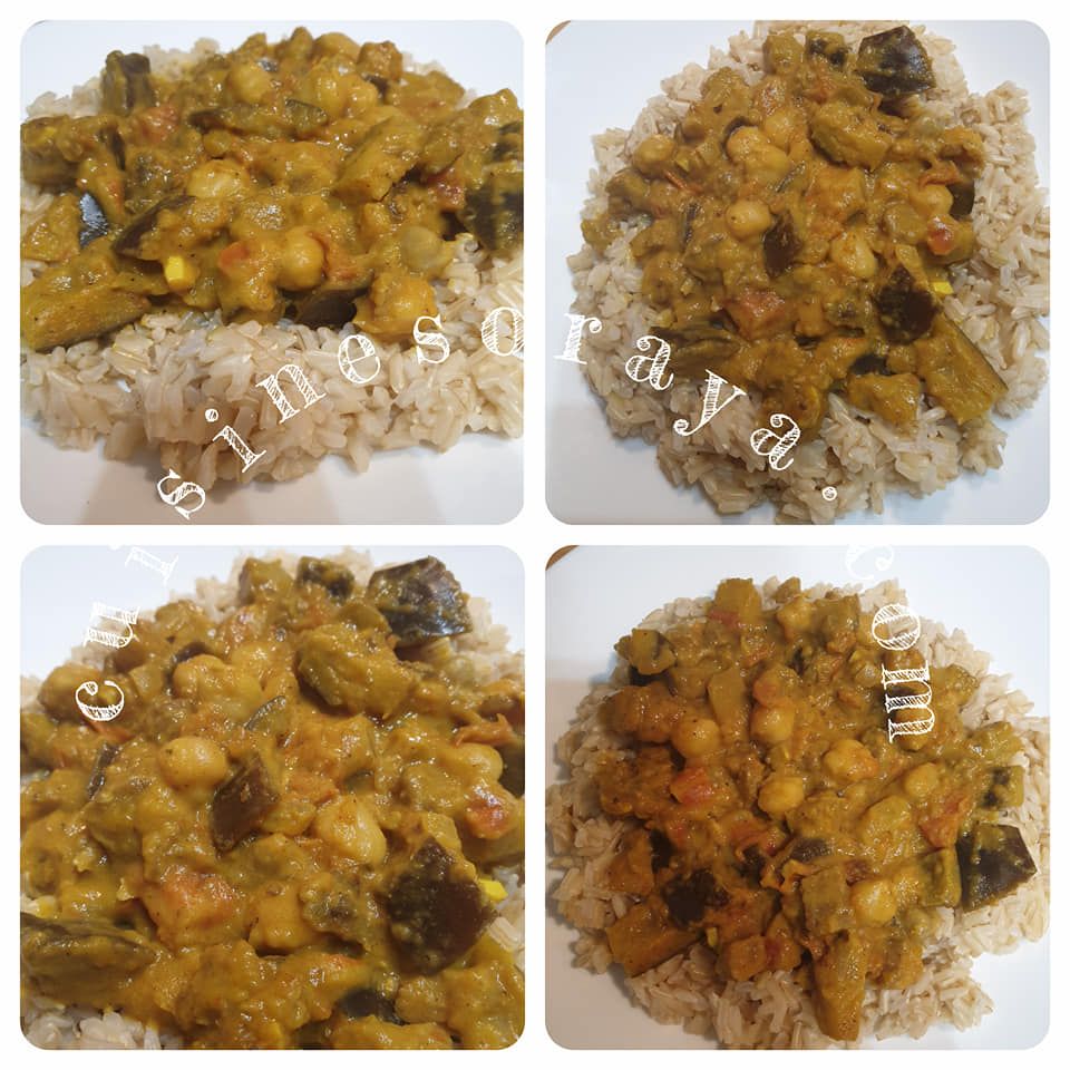 Curry d'aubergine et pois chiche
