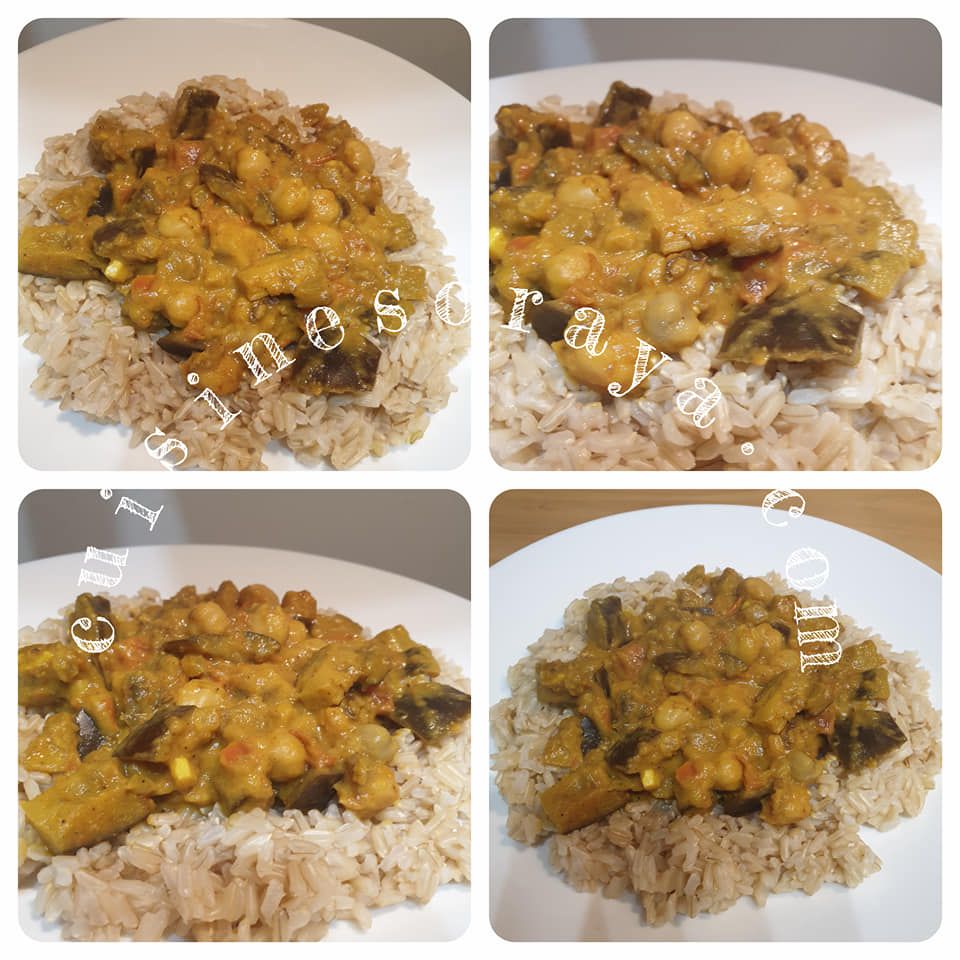 Curry d'aubergine et pois chiche