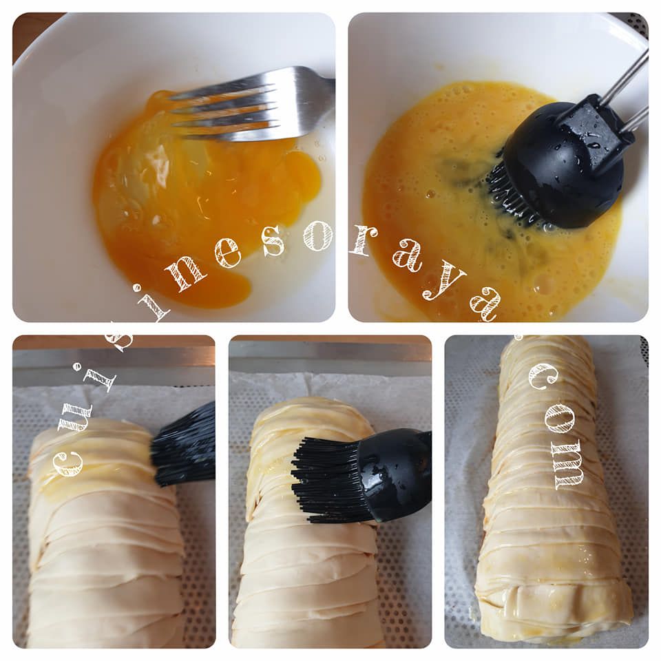 Tresse feuilleté à la viande, poivron et cheddar