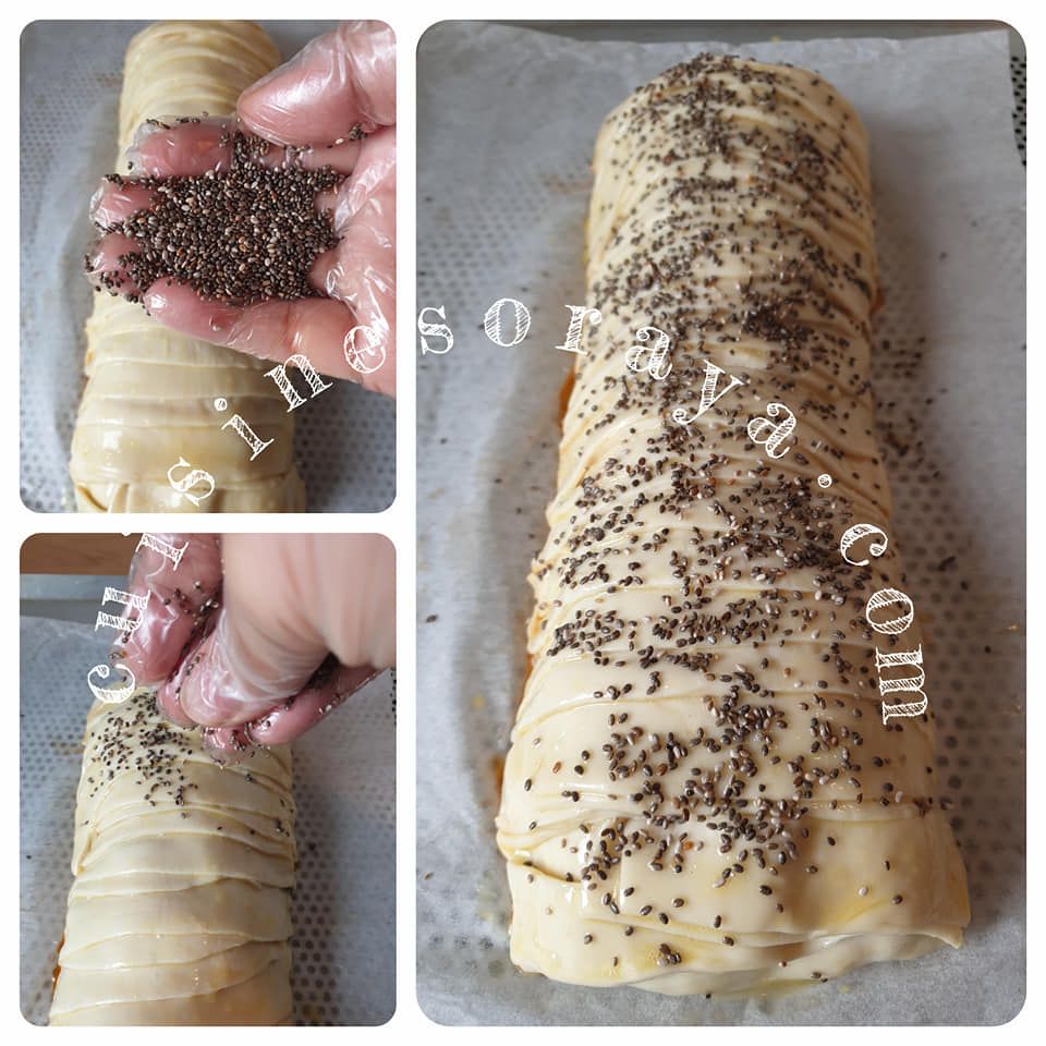 Tresse feuilleté à la viande, poivron et cheddar
