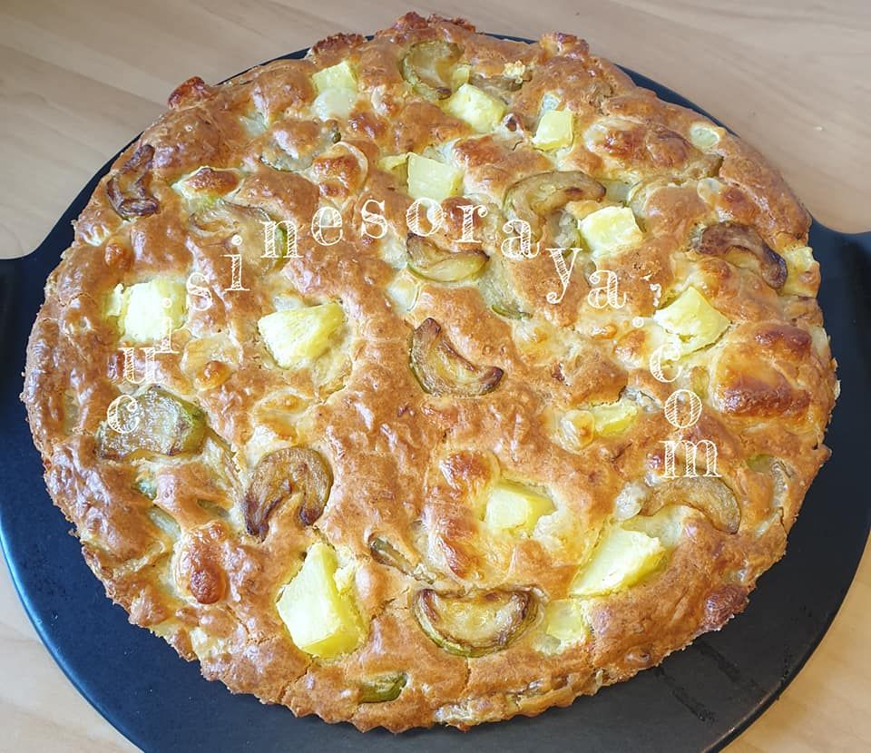Gâteau salé à la courgette, pomme de terre et mozzarella