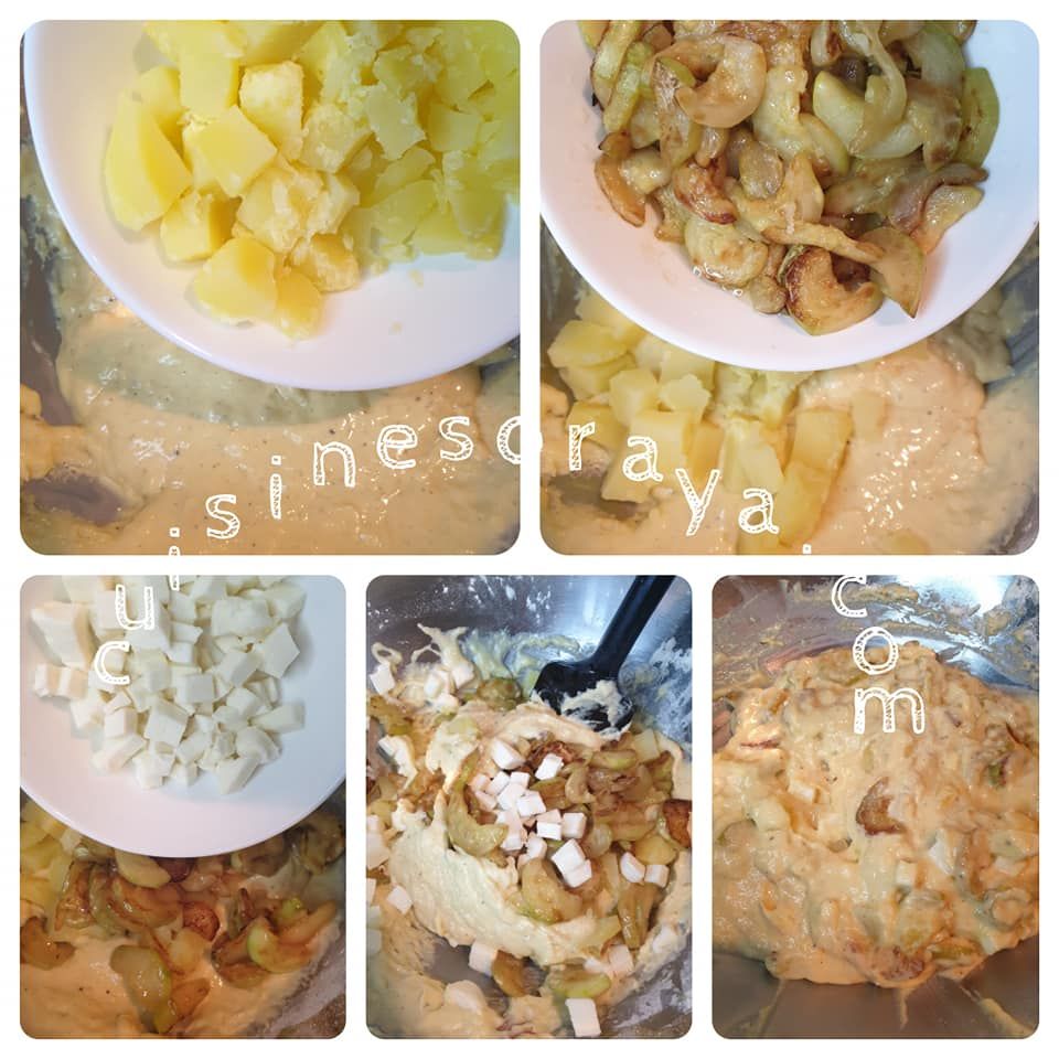 Gâteau salé à la courgette, pomme de terre et mozzarella