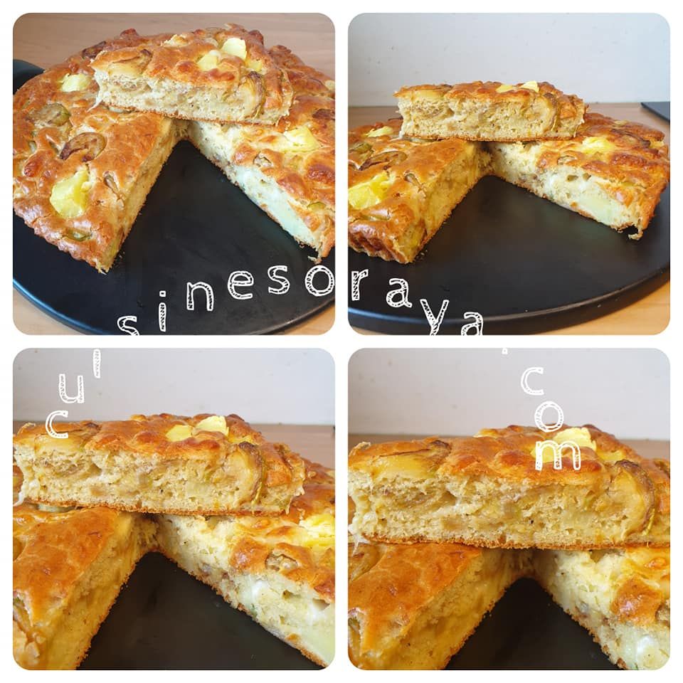 Gâteau salé à la courgette, pomme de terre et mozzarella