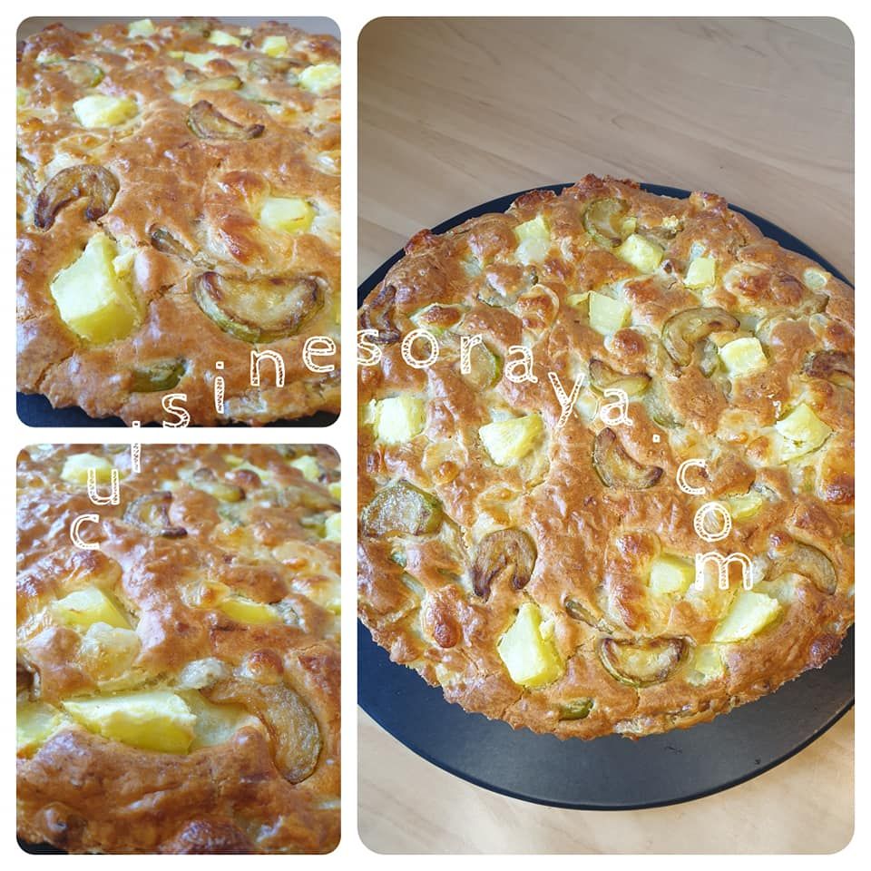Gâteau salé à la courgette, pomme de terre et mozzarella