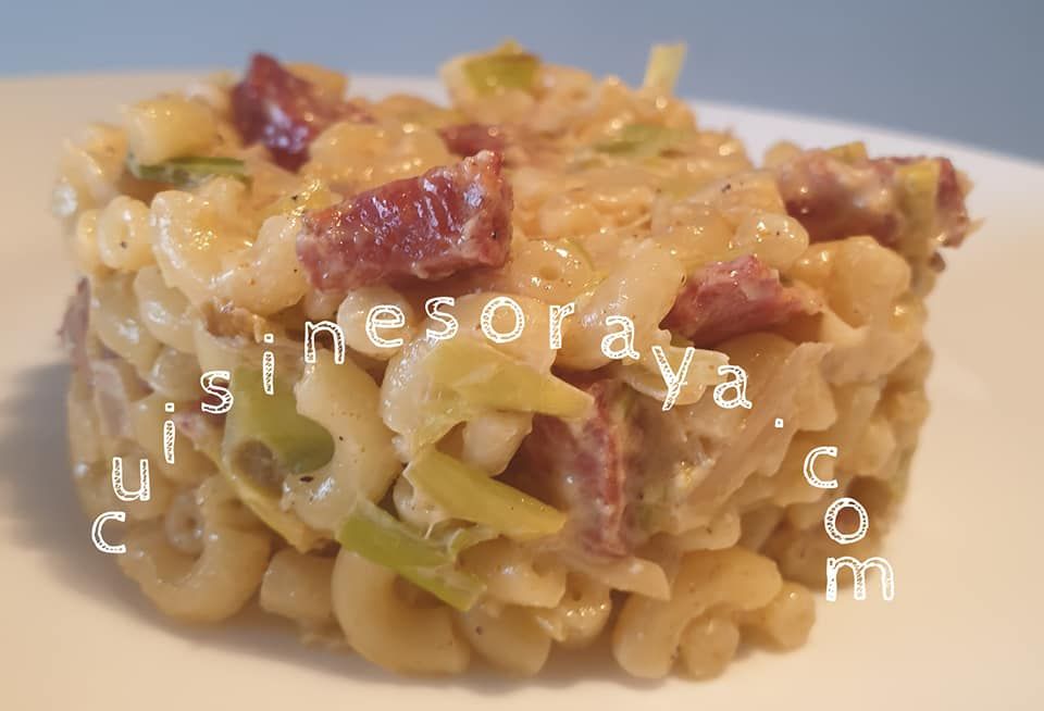 Pâtes aux poireaux et chorizo