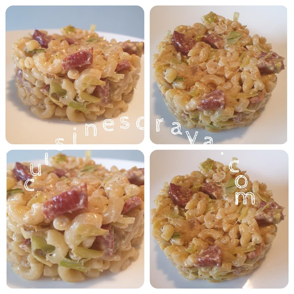 Pâtes aux poireaux et chorizo