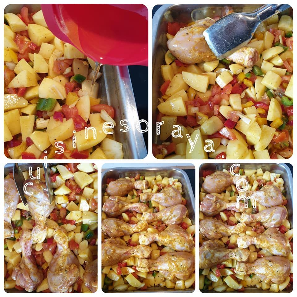 Pilons de poulet et légumes au four