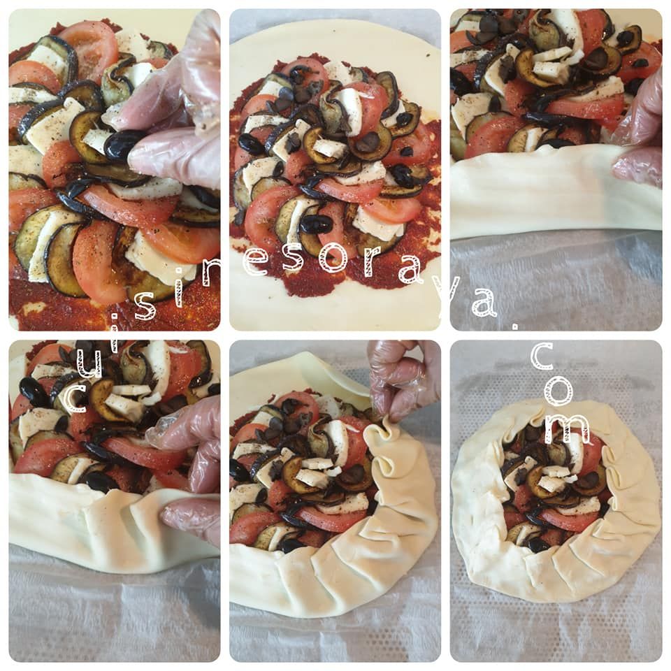 Tarte rustique à la tomate, aubergine et mozzarella
