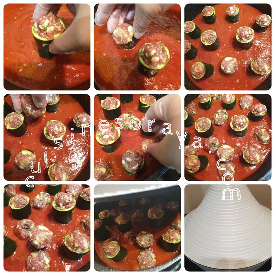 Tajine de courgettes farcies en sauce