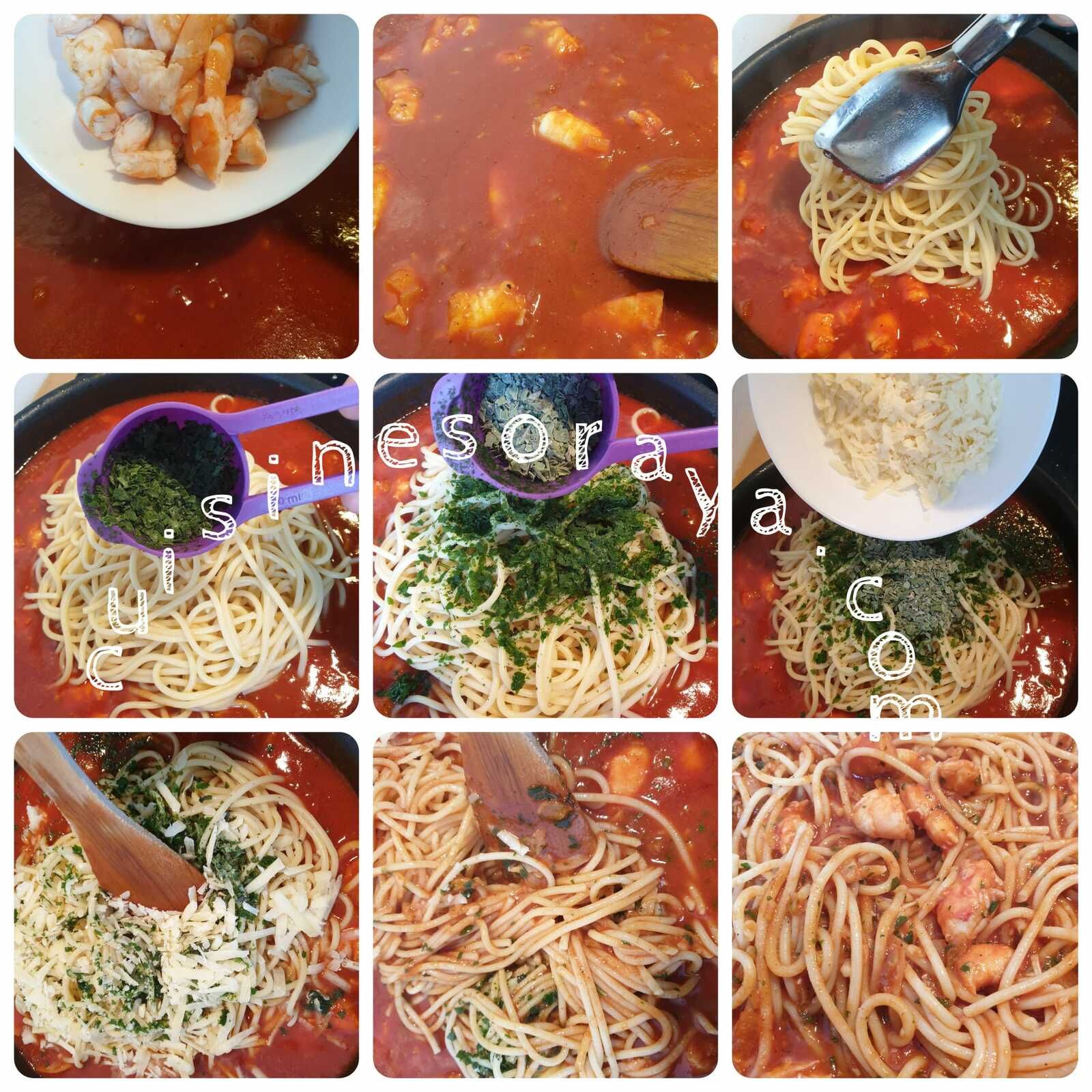 Spaghettis aux crevettes