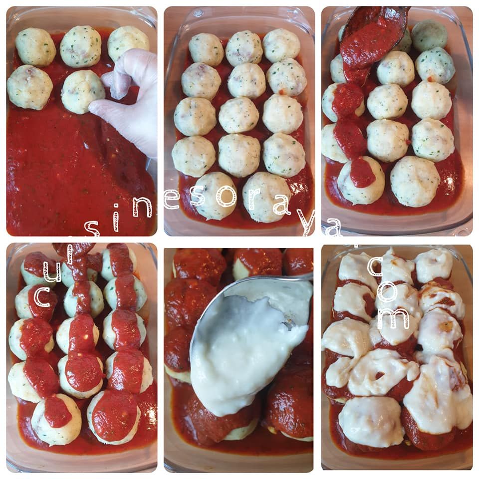 Boulettes farcies de pomme de terre à la viande et fromage gratiné au four