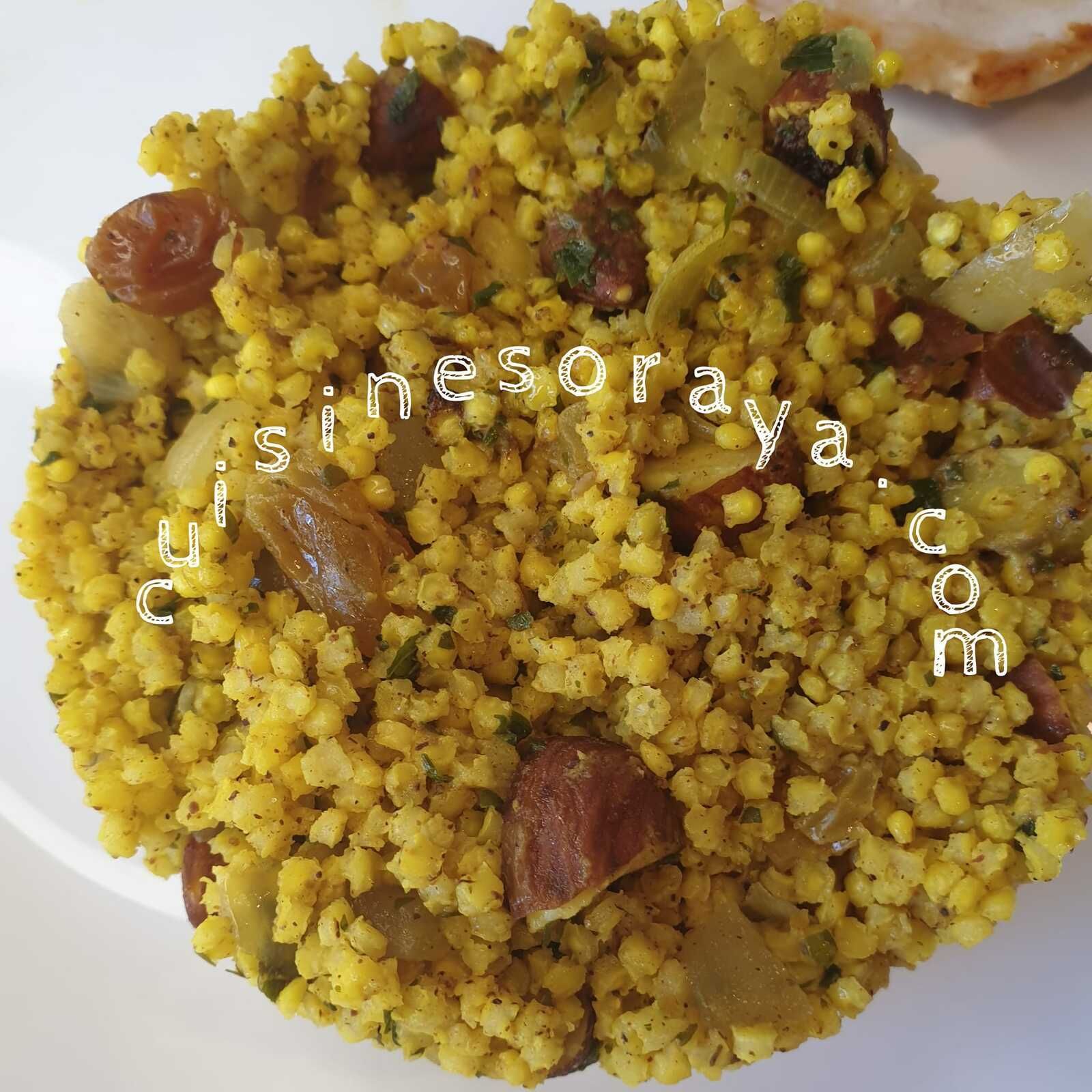 Millet à l'orientale aux épices et fruits secs.
