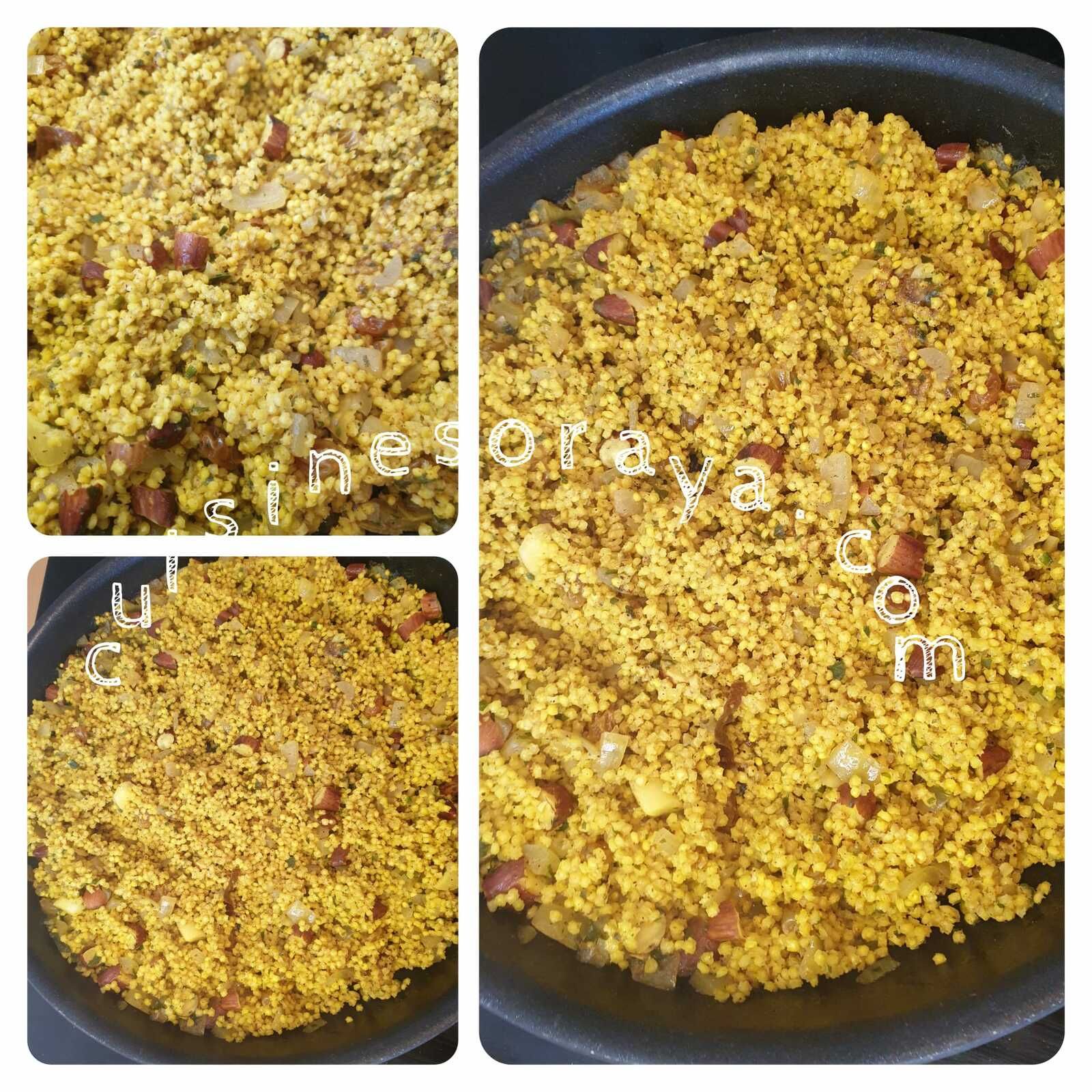 Millet à l'orientale aux épices et fruits secs.