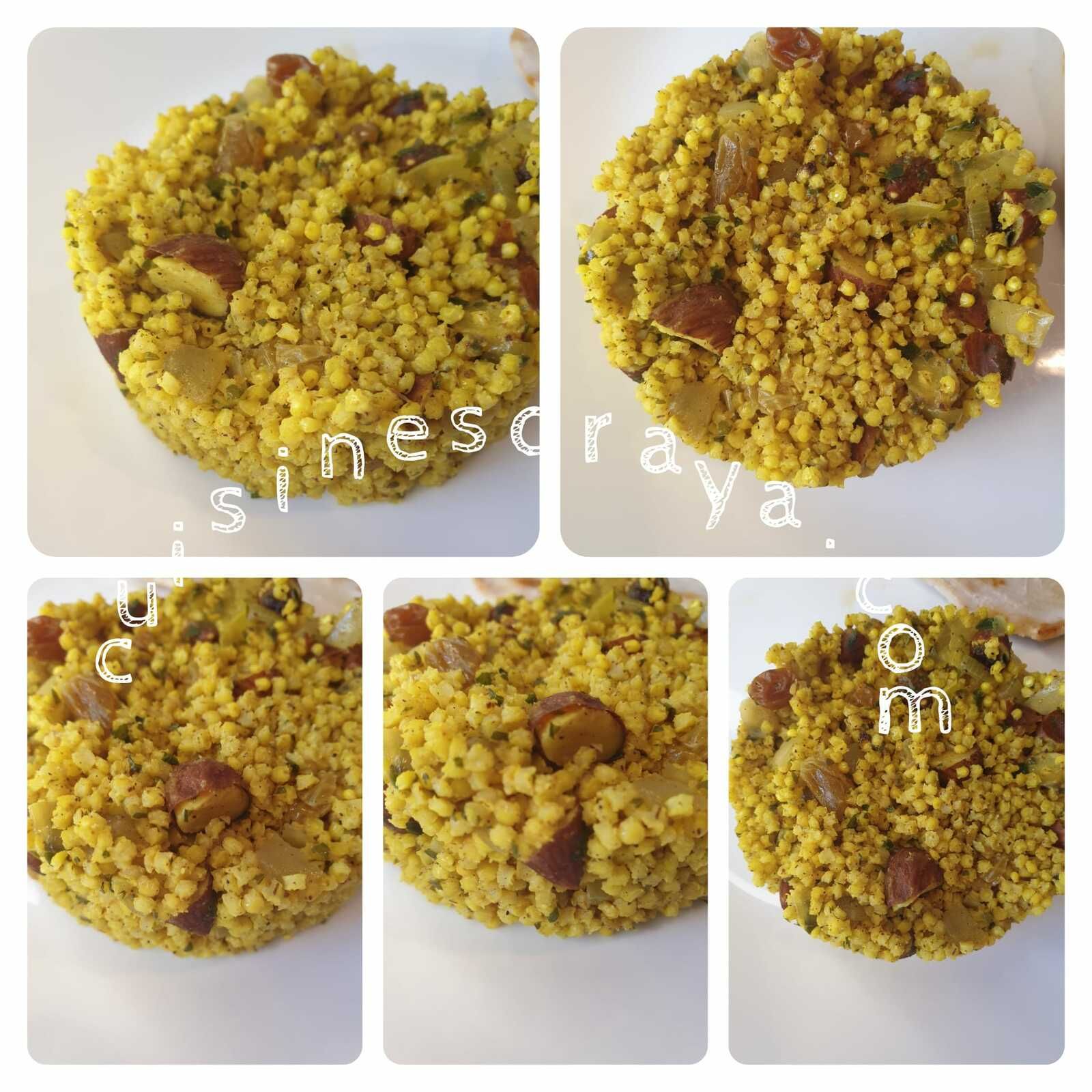 Millet à l'orientale aux épices et fruits secs.