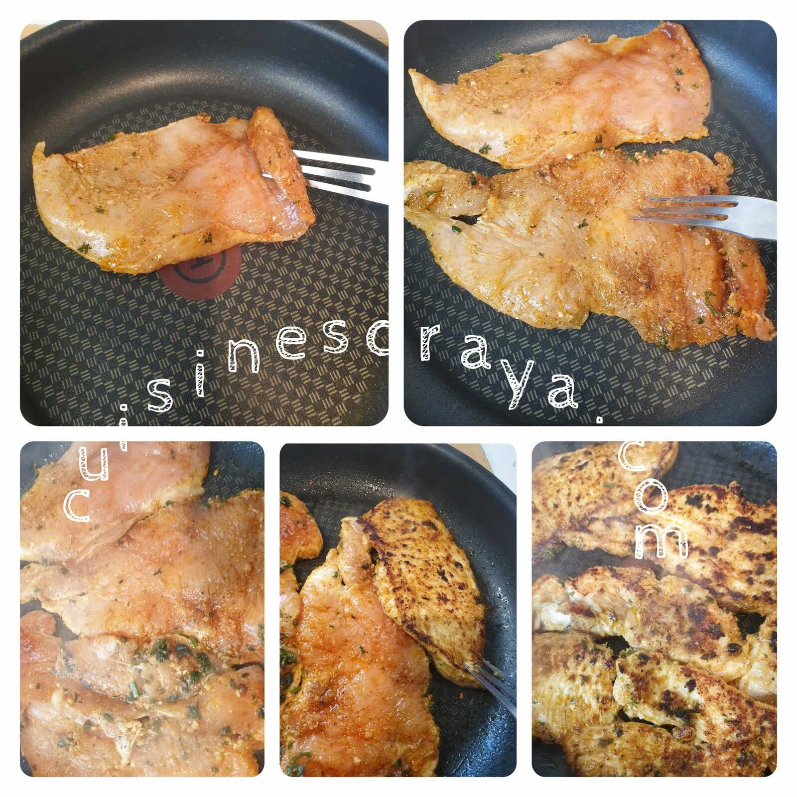 Escalope de poulet marinée au citron et aux épices