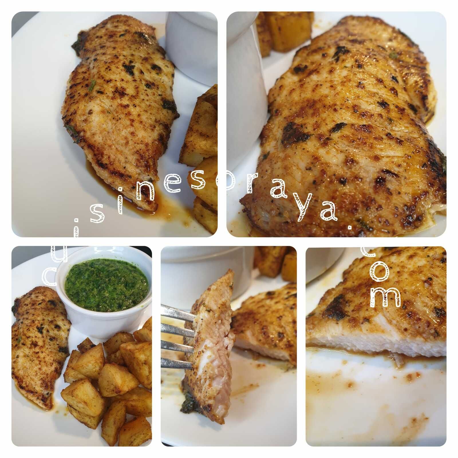 Escalope de poulet marinée au citron et aux épices