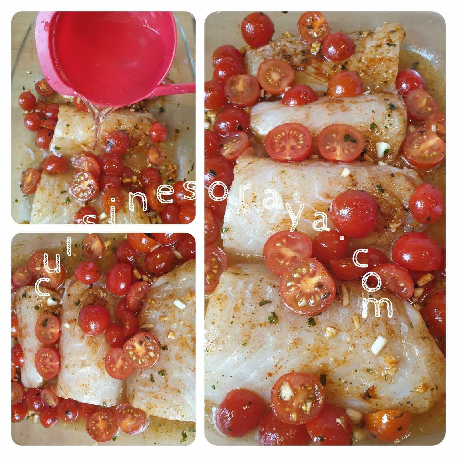 Filets de poisson au four et tomates cerises