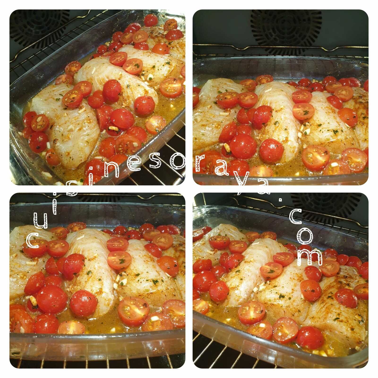 Filets de poisson au four et tomates cerises