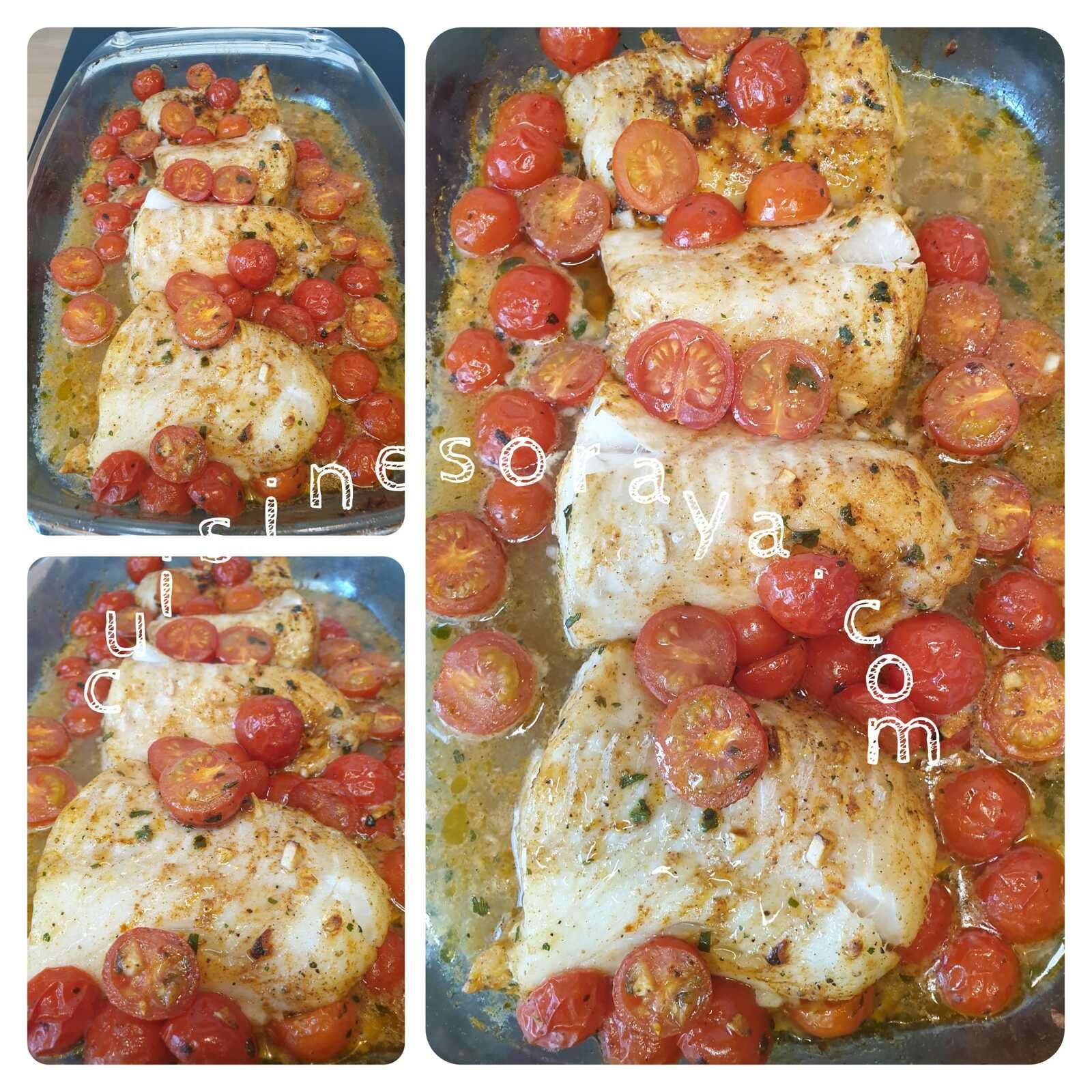 Filets de poisson au four et tomates cerises