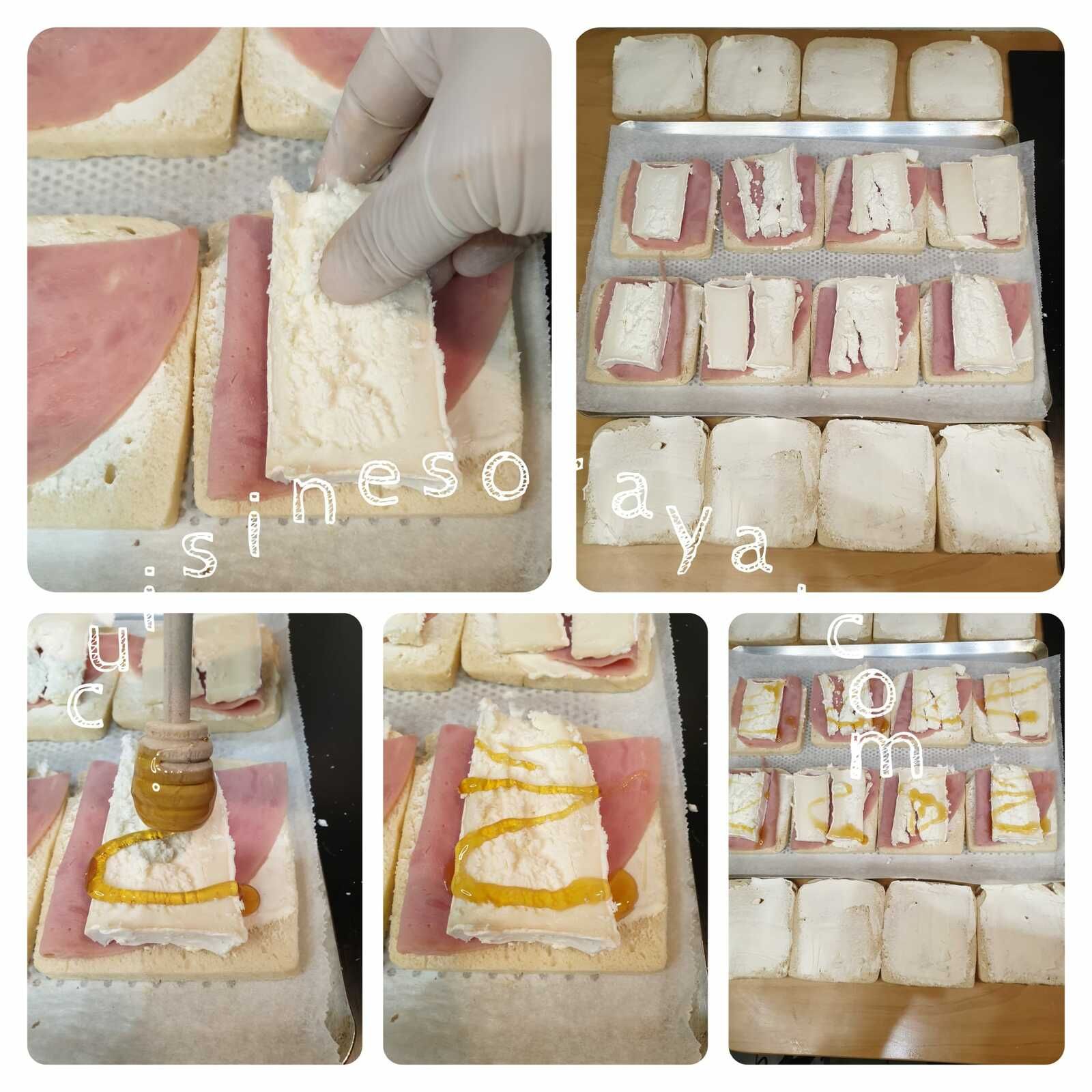 Croque dinde, chèvre et miel
