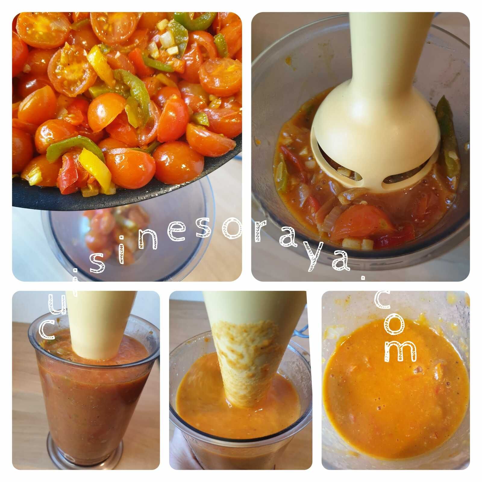 Pasta poulet sauce crème de poivrons, tomates et épinards frais