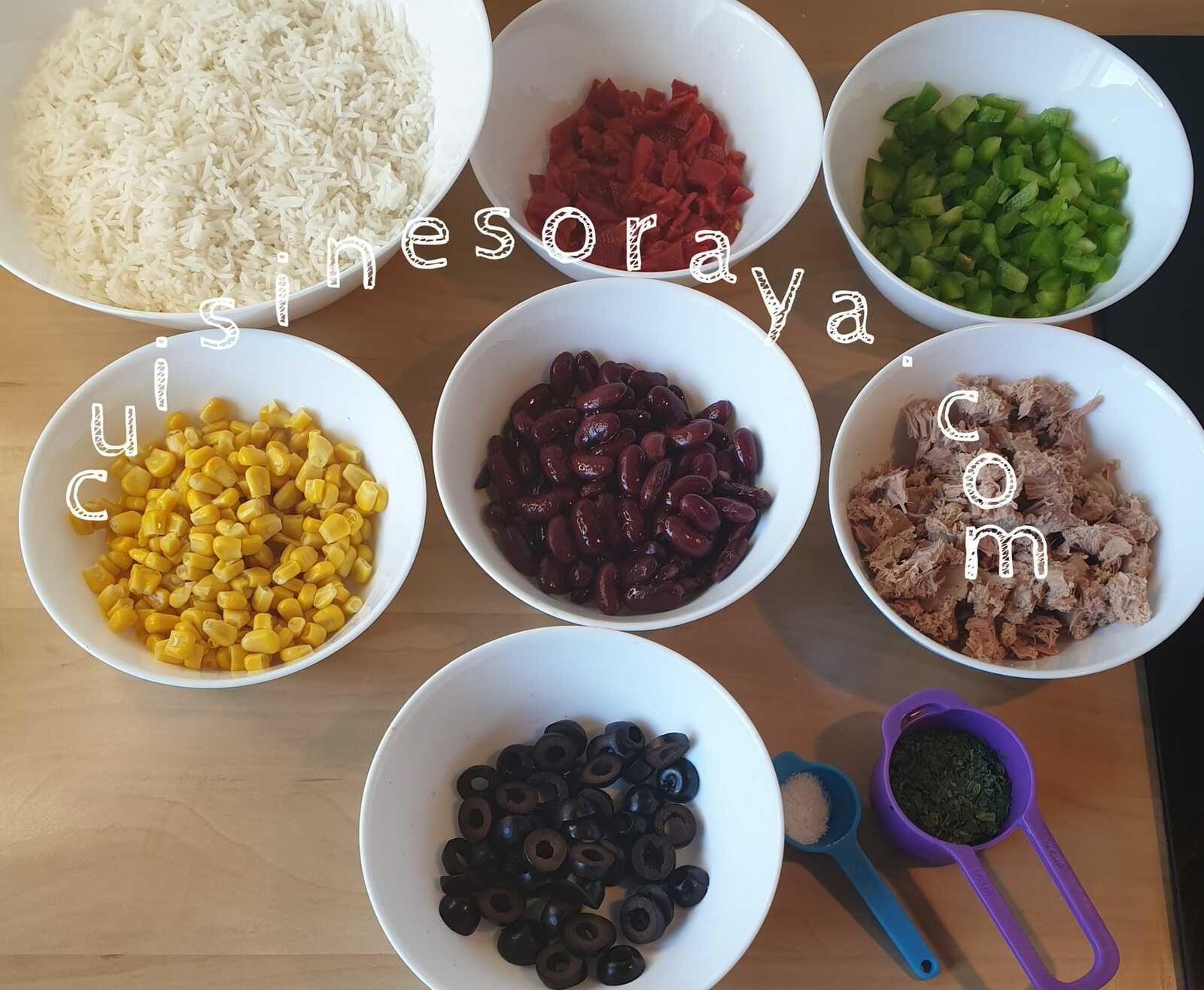 Salade de riz mex-mex et sa sauce