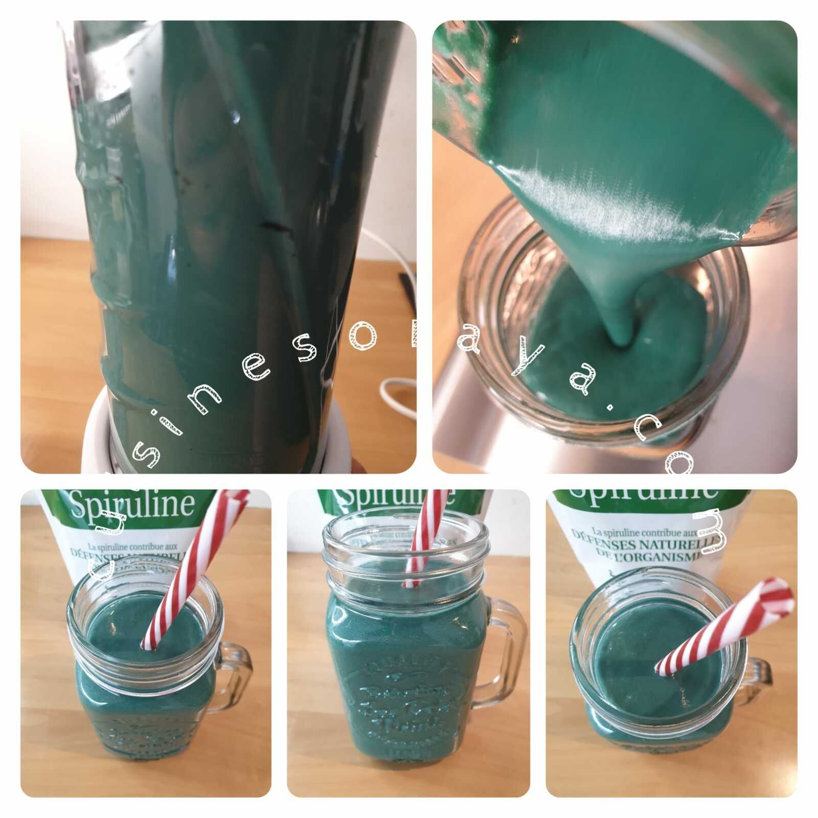 Smoothie banane, avocat à la spiruline