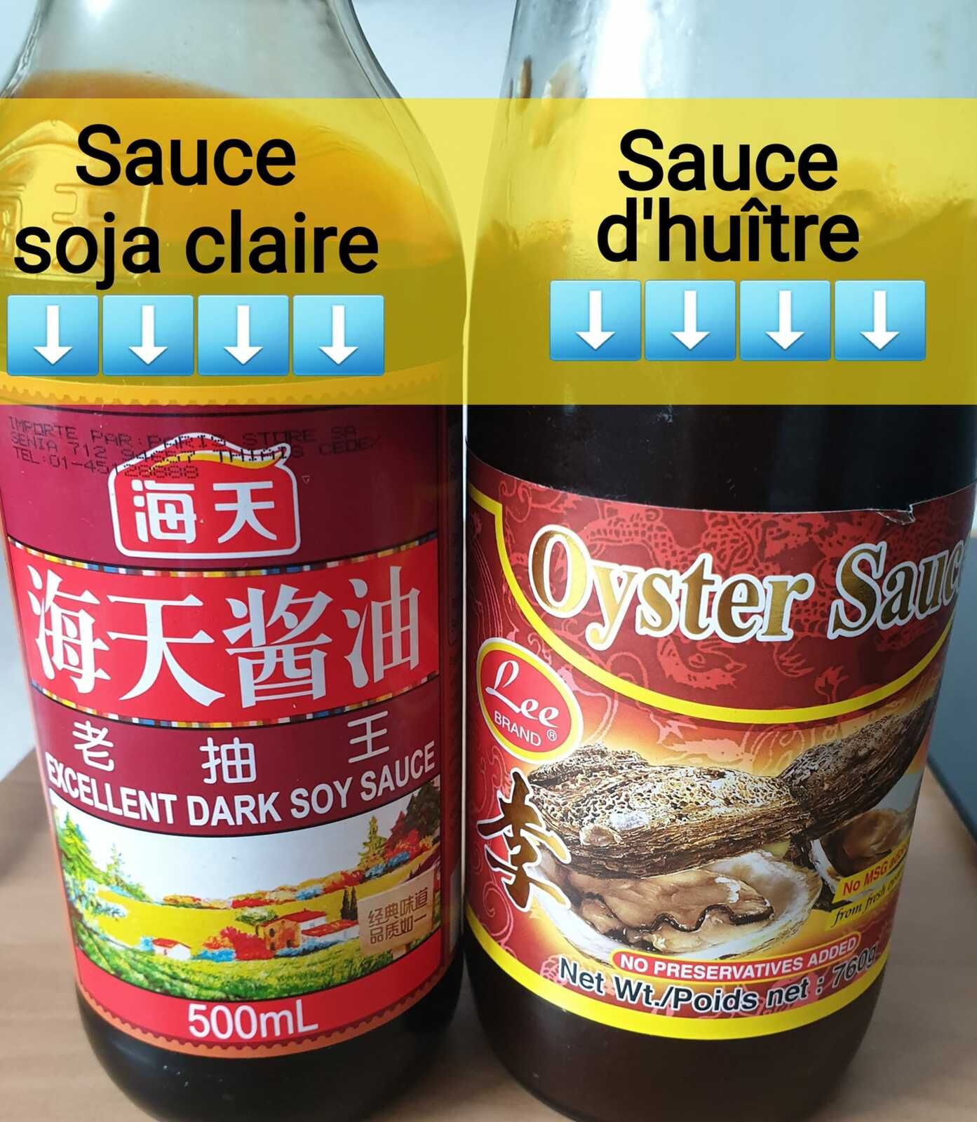 Les sauces vous en avez plusieurs modèle et beaucoup moins cher dans les magasins asiatique pour ma part je vais à "Paris store"