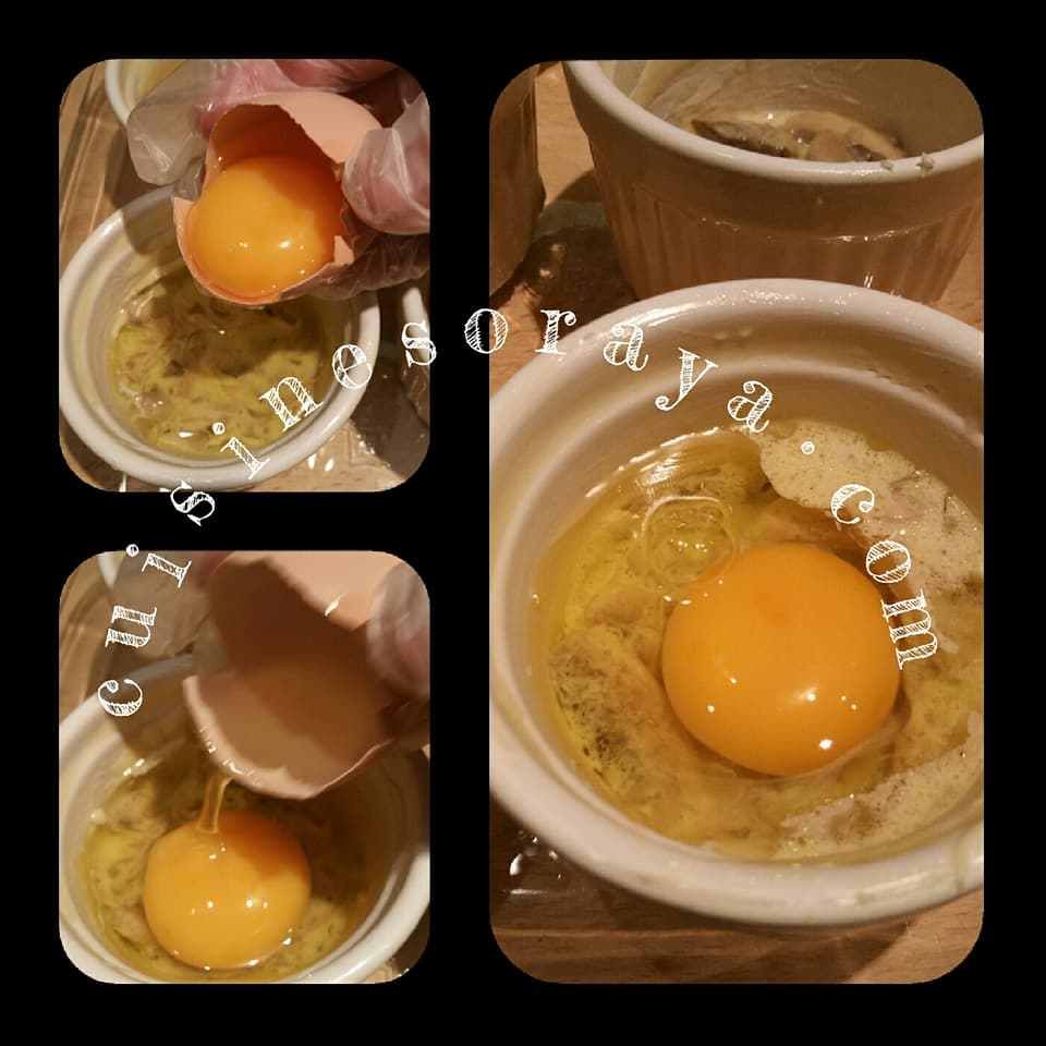 Oeufs-cocotte aux champignons ciboulette