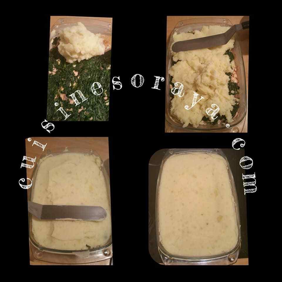 Hachis Parmentier saumon et épinards