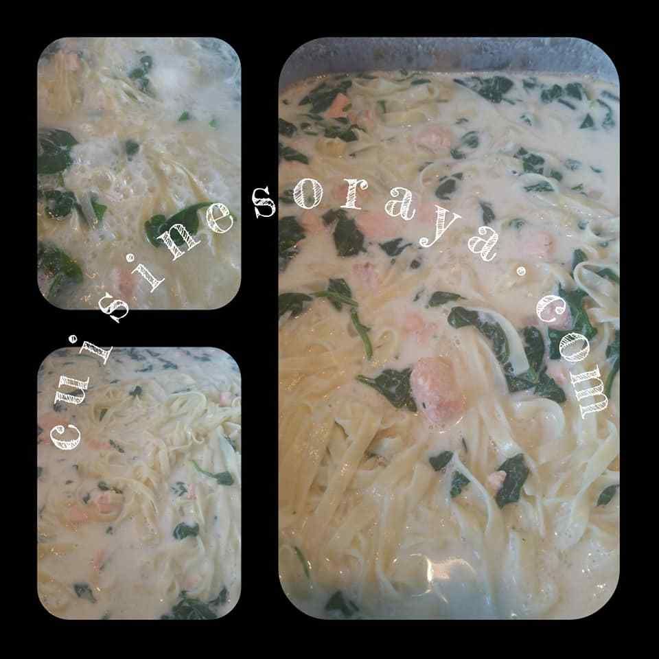 Tagliatelles au saumon et épinards