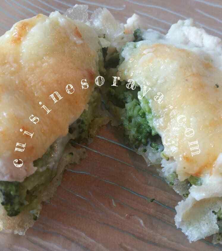 Tarte Brick aux poulet, brocolis et chévre.