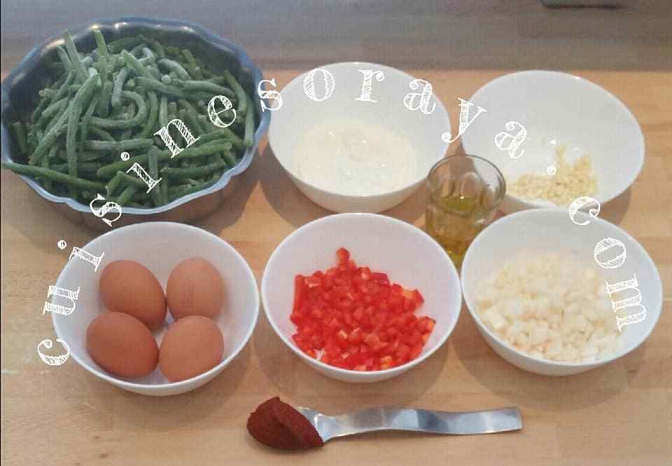 Haricots vert petits légumes aux oeufs