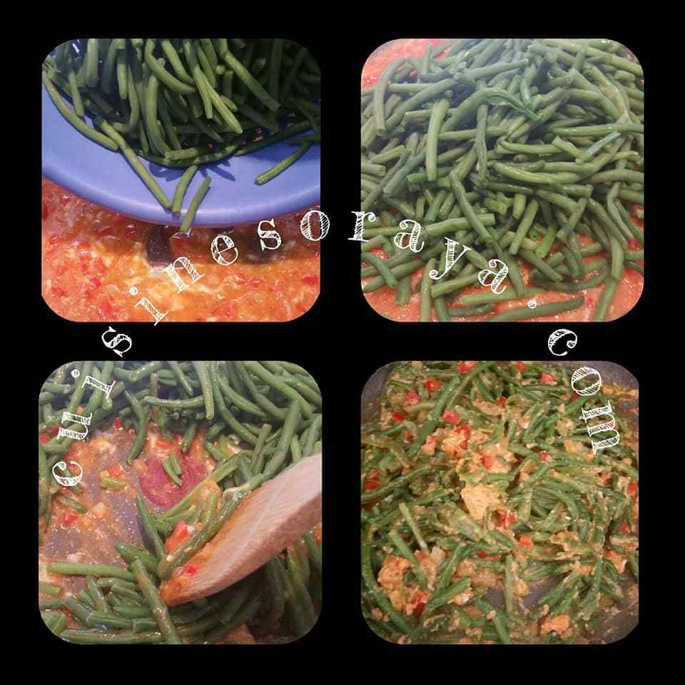 Haricots vert petits légumes aux oeufs