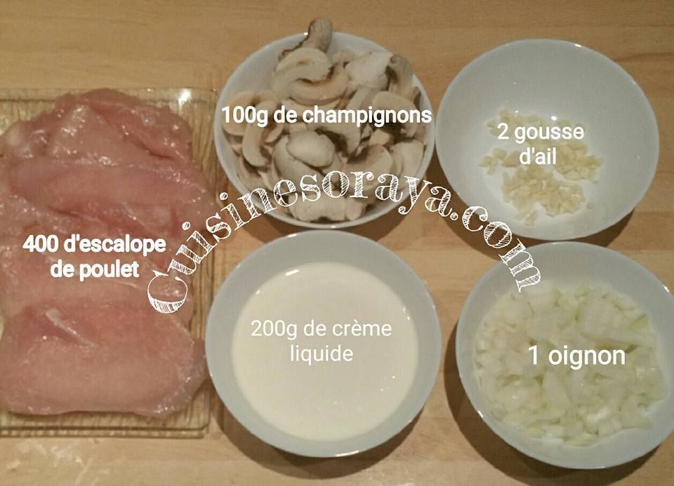 Poulet aux petits oignons à la crème et champignons