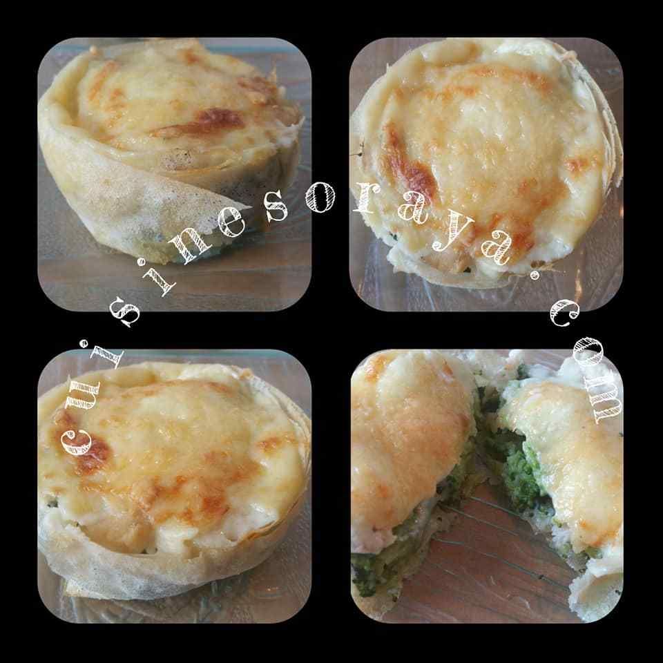 Tarte Brick aux poulet, brocolis et chévre.