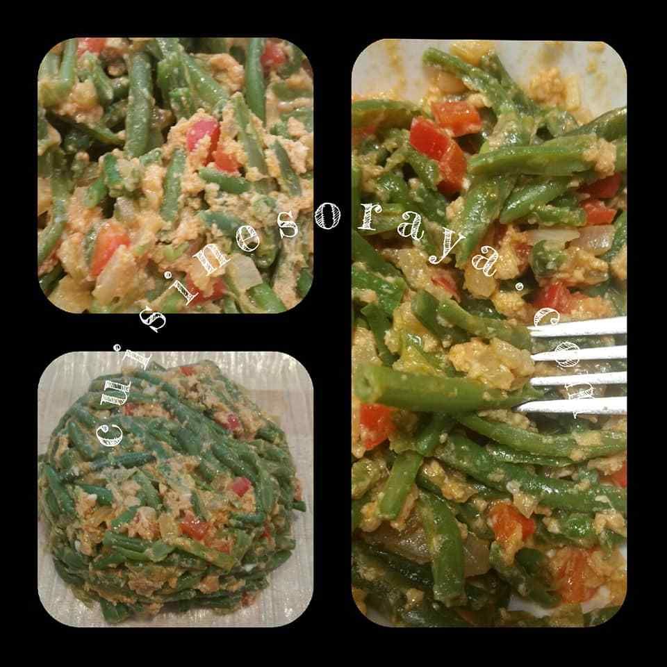 Haricots vert petits légumes aux oeufs
