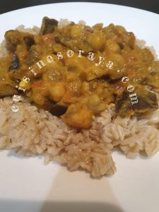 Curry d&rsquo;aubergine et pois chiche