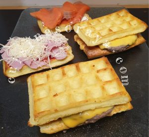 Gaufres fromage au four – En burger ou en pizza