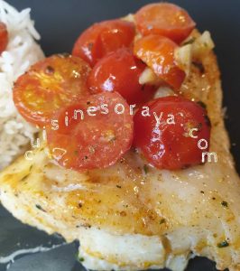 Filets de poisson au four et tomates cerises
