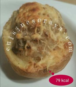 Pommes de terre farcis au thon et champignons.